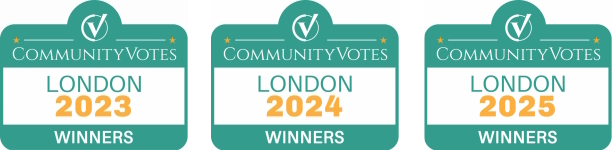 CommunityVotes Winners Logos for 2024, 2024, and 2025.